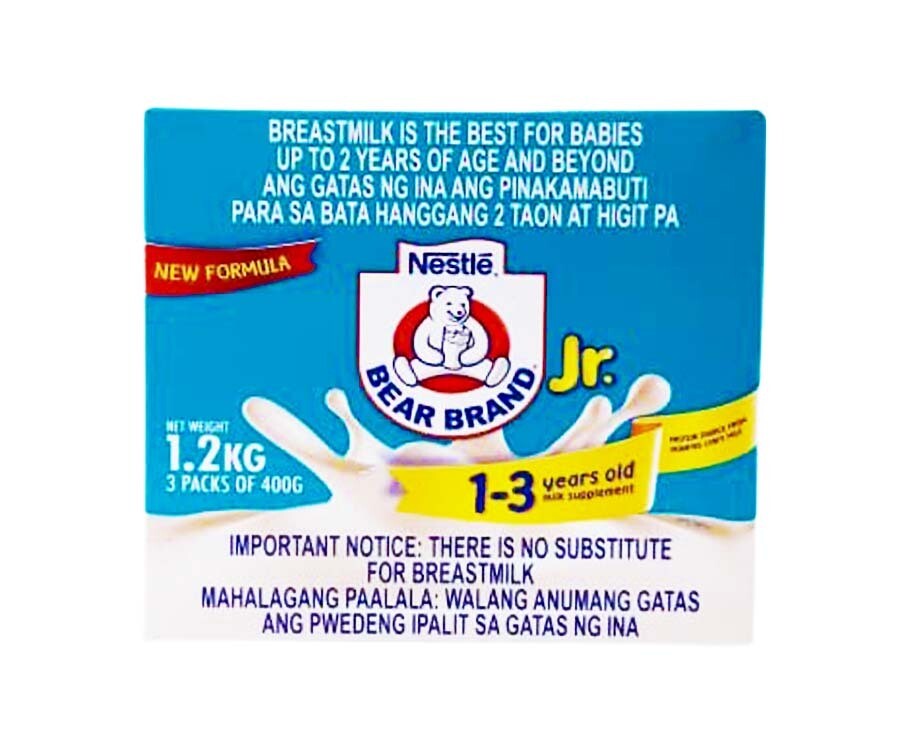 Nestlé Bear Brand Jr. 1-3 Years Old Milk Supplement (3 Packs x 400g) 1.2kg