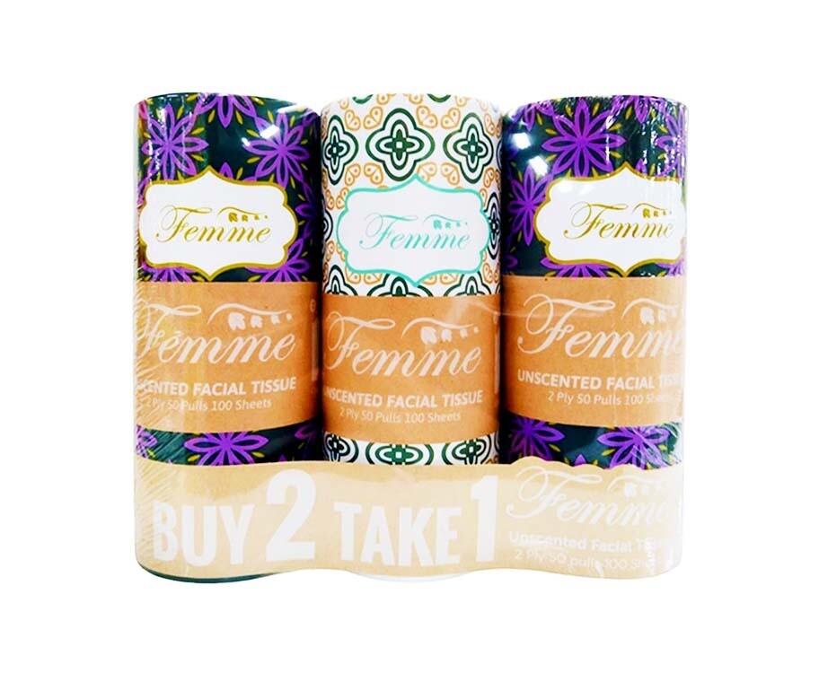 Femme Unscented Facial Tissue 2-Ply 50 Pulls 100 Sheets