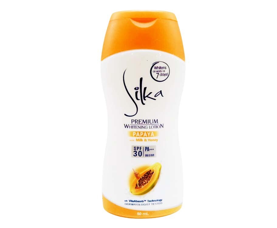 Silka Premium Whitening Lotion Papaya with Milk &amp; Honey SPF30 50mL