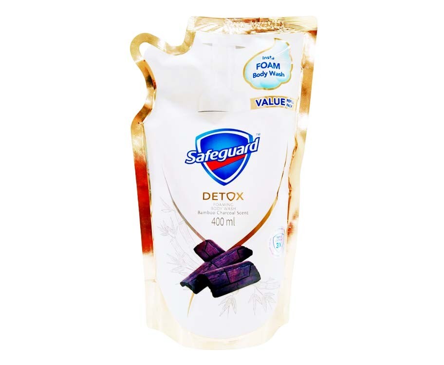 Safeguard Detox Foaming Body Wash Bamboo Charcoal Scent Value Refill Pack 400mL