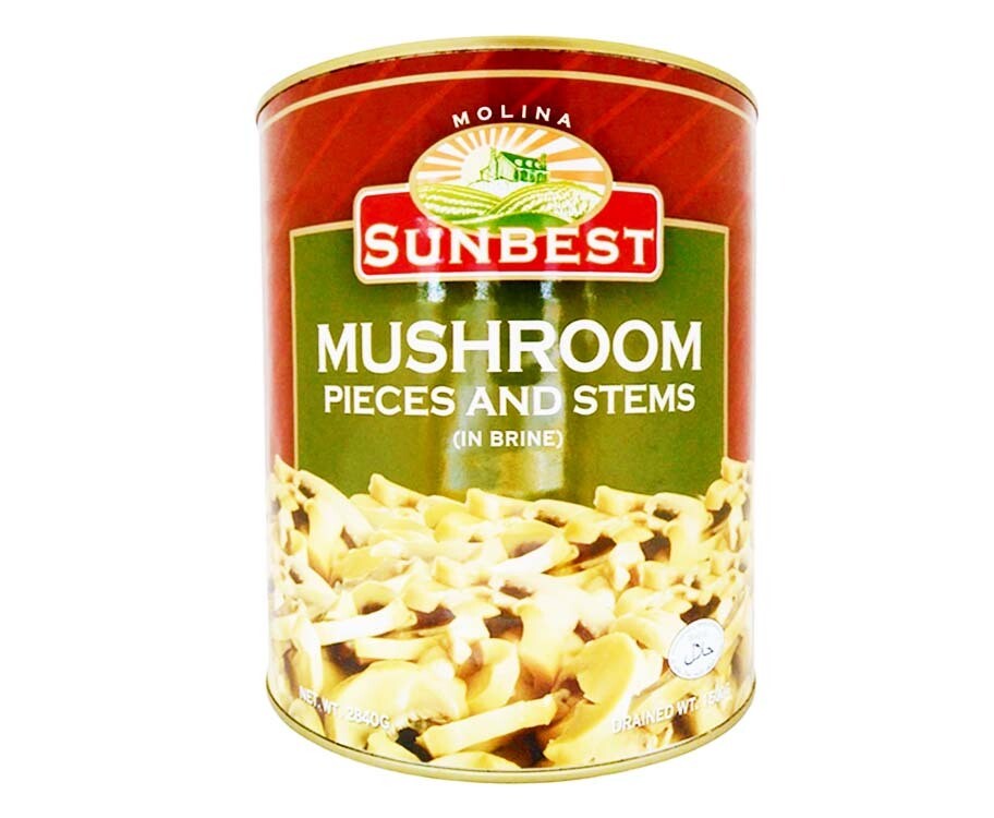 Sunbest Mushroom Pieces and Stems (In Brine) 2840g