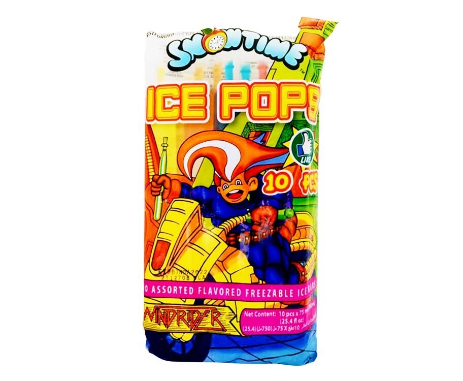 Snowtime Ice Pops Assorted Flavored Freezable Ice Bars 10 Pieces 750mL