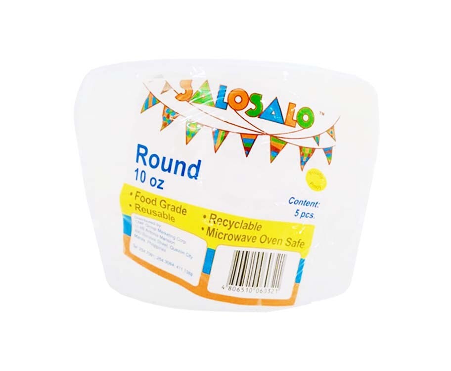 Salo Salo Plastic Container Round 10oz 5 Pieces