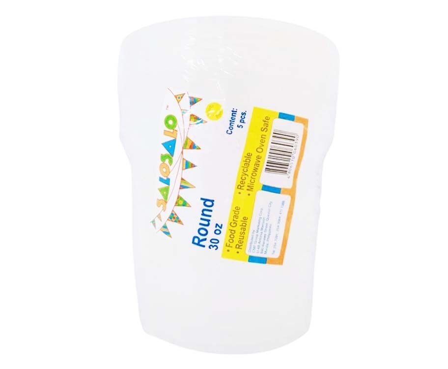 Salo Salo Plastic Container Round 30oz 5 Pieces