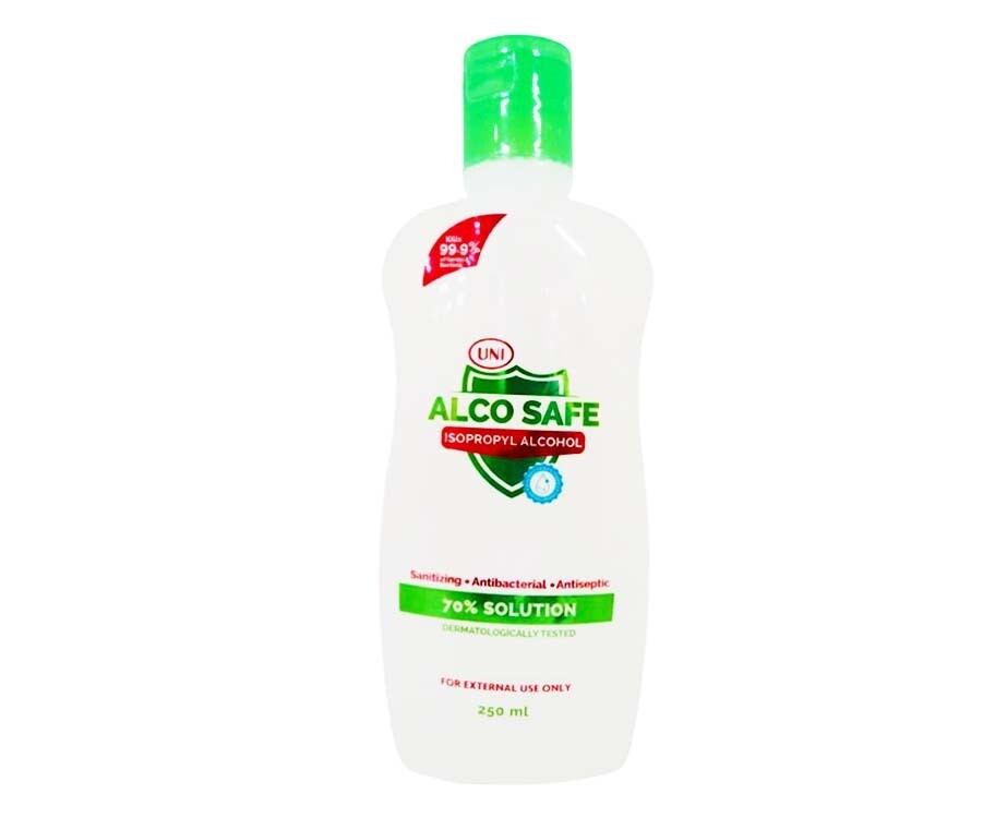 Uni Alco Safe Isopropyl Alcohol 70 Solution 250mL
