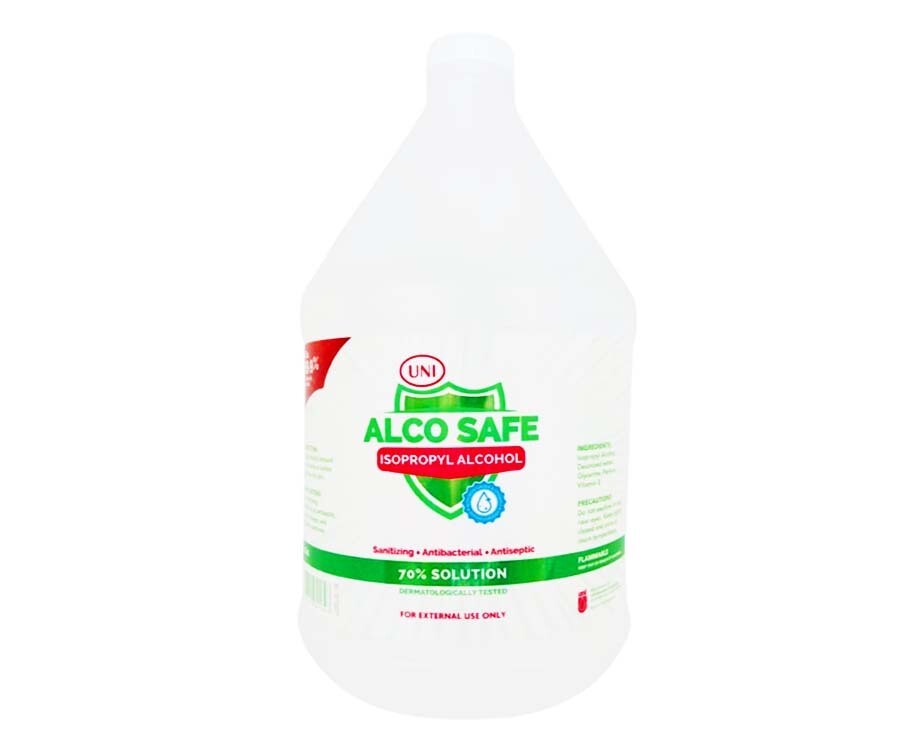 Uni Alco Safe Isopropyl Alcohol 70% Solution 1 Gallon