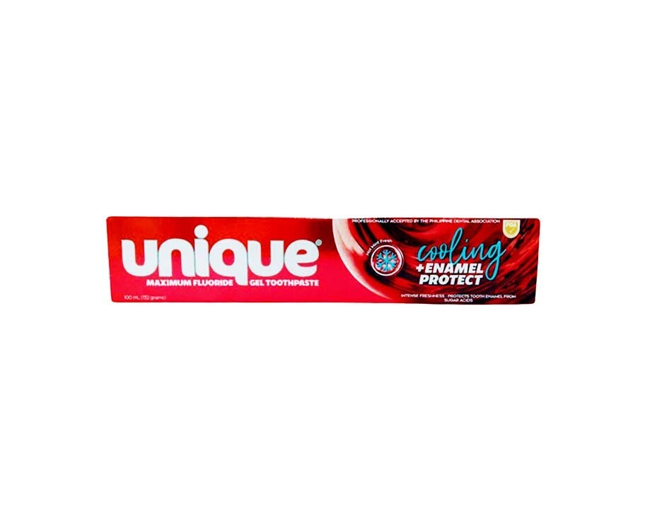 Unique  Maximum Flouride Gel Toothpaste Hot Mint Fresh Cooling + Enamel Protect 100g