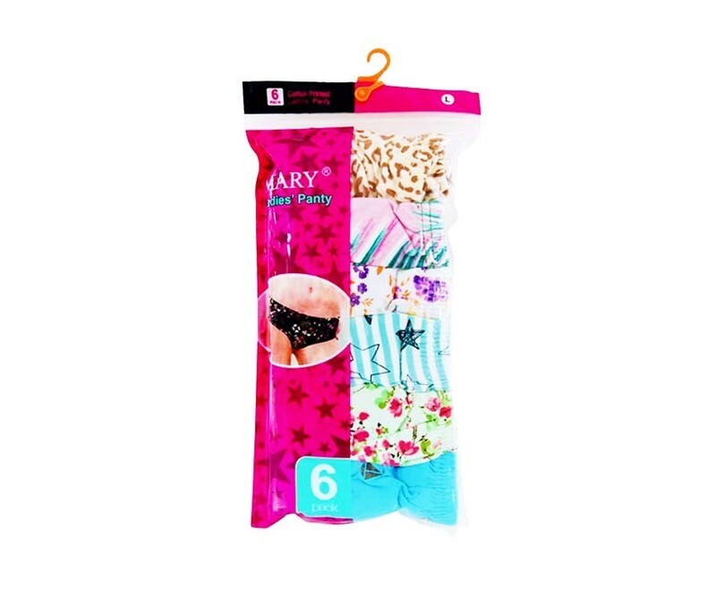 Mary Cotton Printed Ladies&#39; Panty L 6 Pack