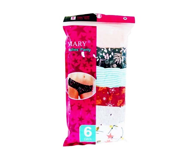 Mary Cotton Printed Ladies&#39; Panty M 6 Pack