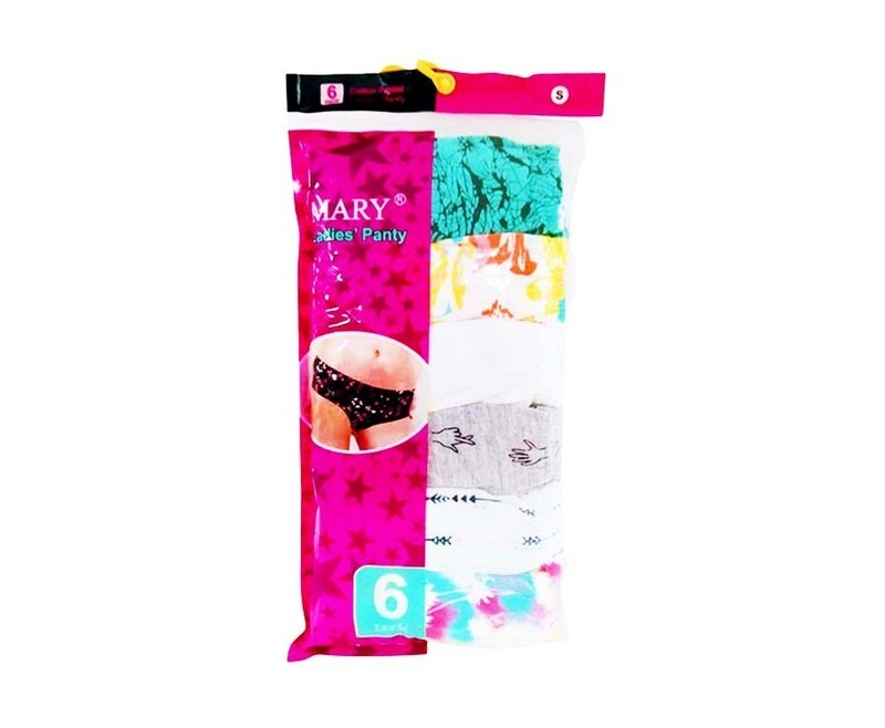 Mary Cotton Printed Ladies&#39; Panty S 6 Pack