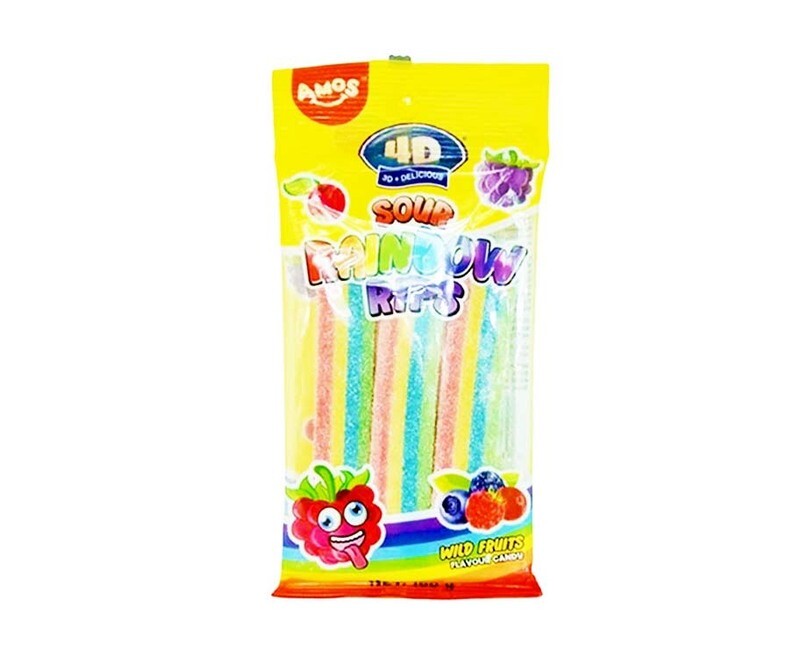 Amos Sour Rainbow Rips Wild Fruits Flavour Candy 100g