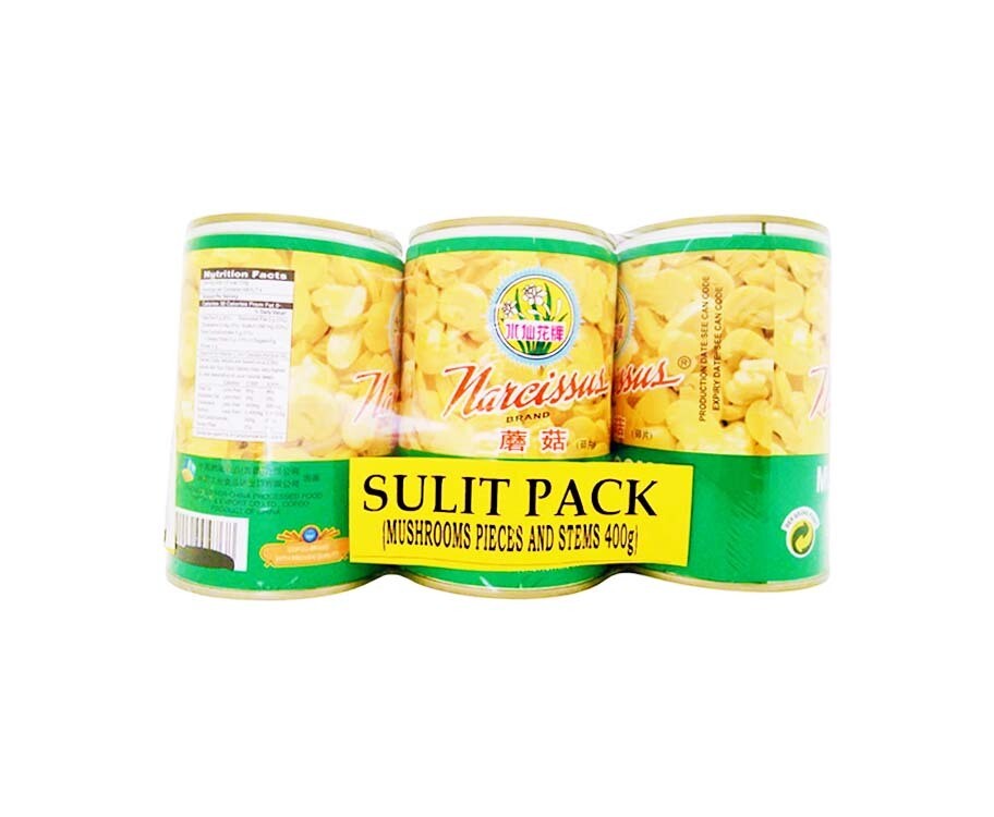 Narcissus Mushroom Pieces and Stems Sulit Pack (3 Packs x 400g)