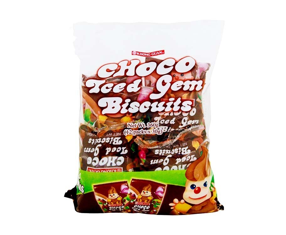 Khong Guan Choco Iced Gem Biscuits (12 Packs x 30g) 360g