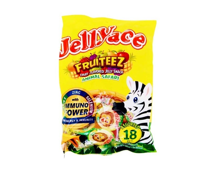 Jellyace Fruiteez Fruit Flavored Jelly Snack Animal Safari Assorted 18 Pieces 252g