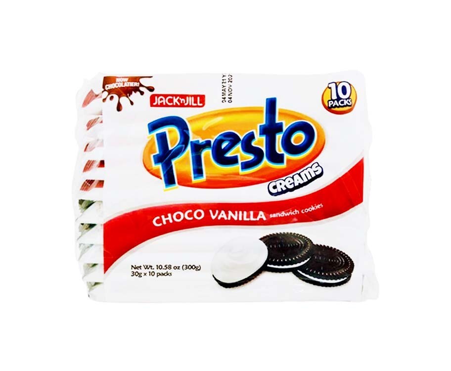 Jack &#39;n Jill Presto Creams Choco Vanilla Sandwich Cookies (10 Packs x 30g) 300g