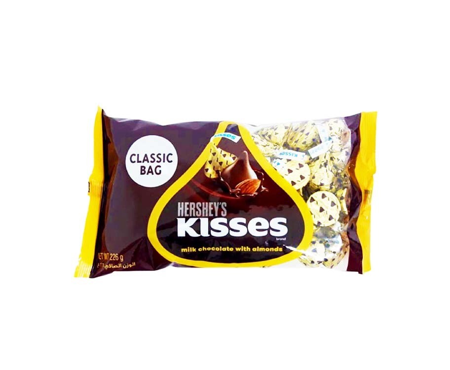 Hershey&#39;s Kisses Milk Chocolate With Almonds Classic Bag 226g