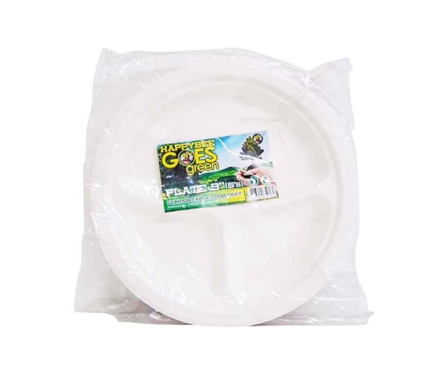 HappyBee Goes Green Compostable Food Tray Plate 9" 5 Pieces