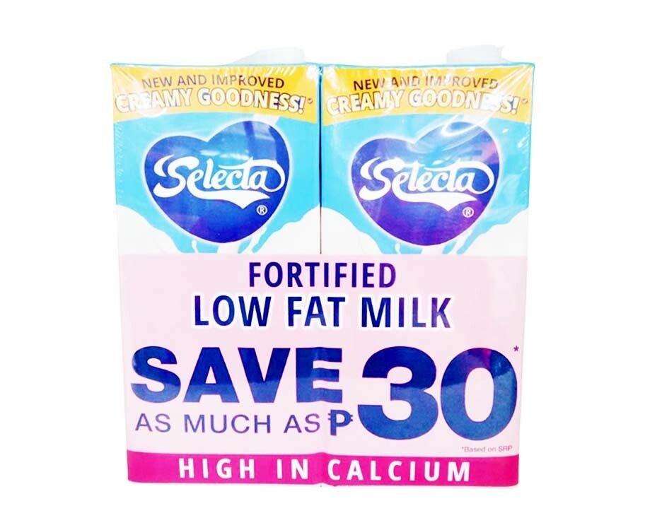Selecta Fortified Low Fat Milk (2 Packs x 1L)