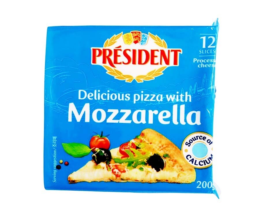 President Delicious Pizza with Mozzarella Processed Cheese 12 Slices 200g