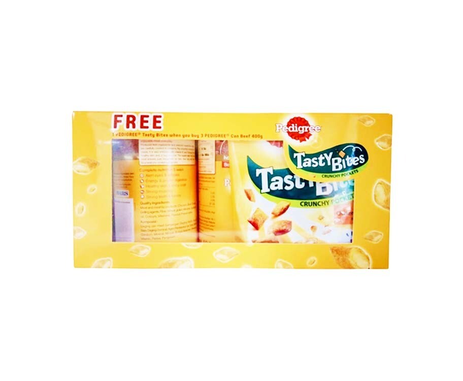 Pedigree 3 Can Beef 400g + Free Tasty Bits 50g