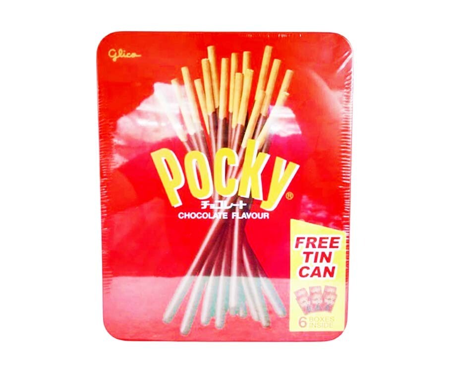 Pocky Chocolate Flavour 6Boxes Inside! w/ Free Tin Can 250g