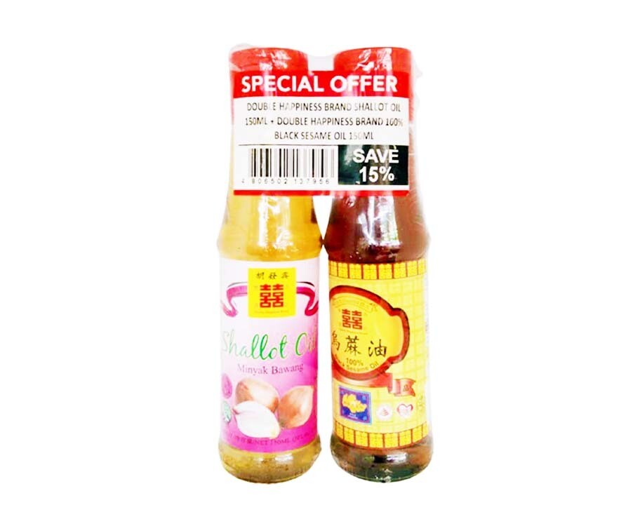 Double Happiness Shallot Oil 150mL + Black Sesame Oil 150mL