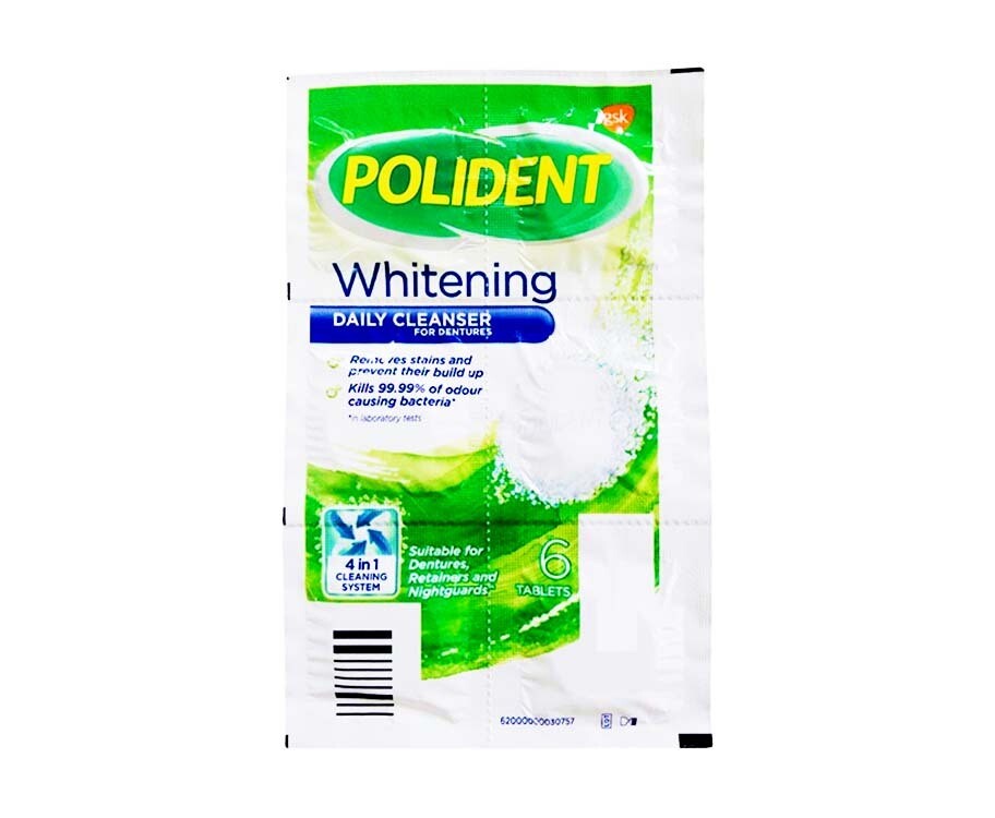 Polident Whitening Daily Cleanser For Dentures 6 Tablets