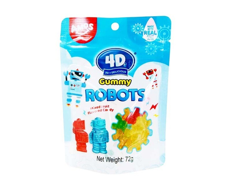 Amos 4D Gummy Robots Mixed Fruit Flavored Candy 72g