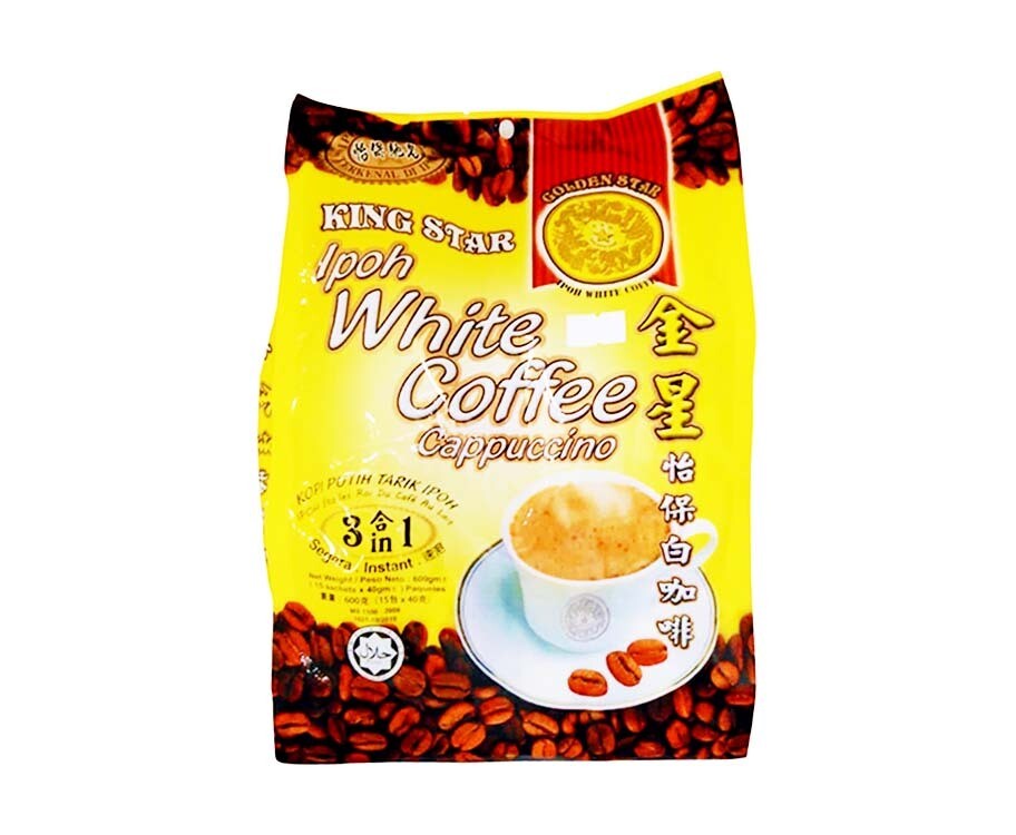 King Star Ipoh White Coffee Cappuccino 3-in-1 Kopi Putih Tarik Ipod (15 Sachets x 40g)