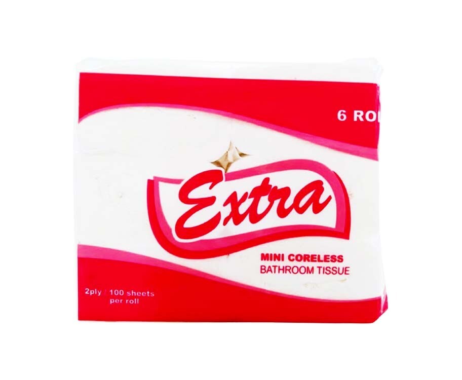 Extra Mini Coreless Bathroom Tissue 2-Ply 100 Sheets 6 Rolls