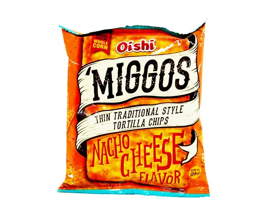 Oishi Miggos Thin Traditional Style Tortilla Chips Nacho Cheese Flavor 28g