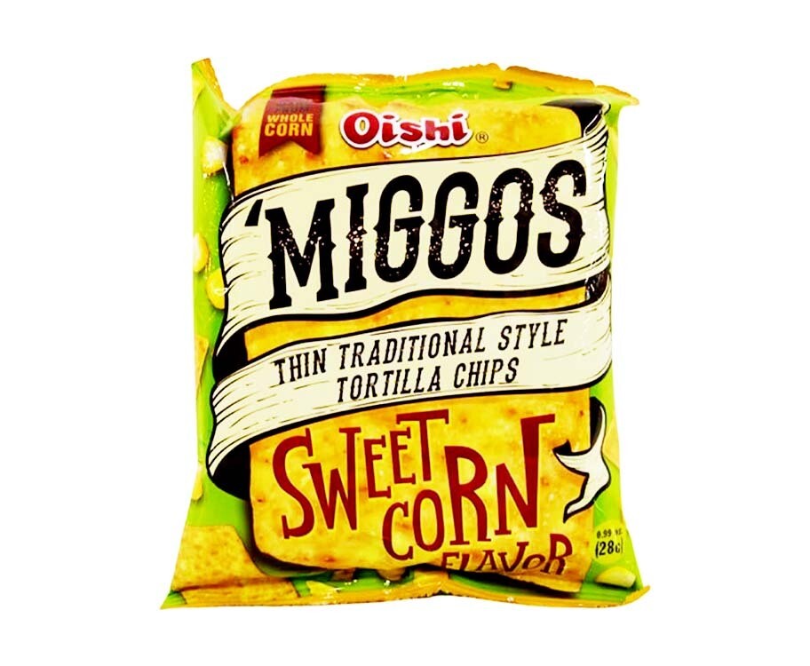 Oishi Miggos Thin Traditional Style Tortilla Chips Sweet Corn Flavor 28g