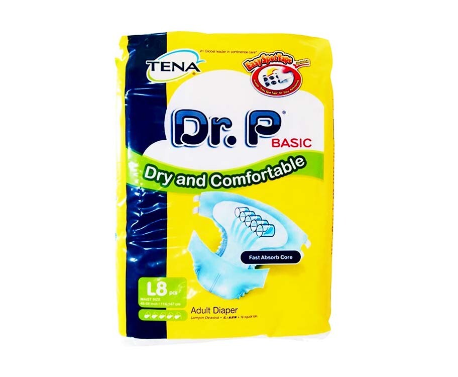 Tena Dr. P Basic Dry and Comfortable Adult Diaper Large 8 Pieces
