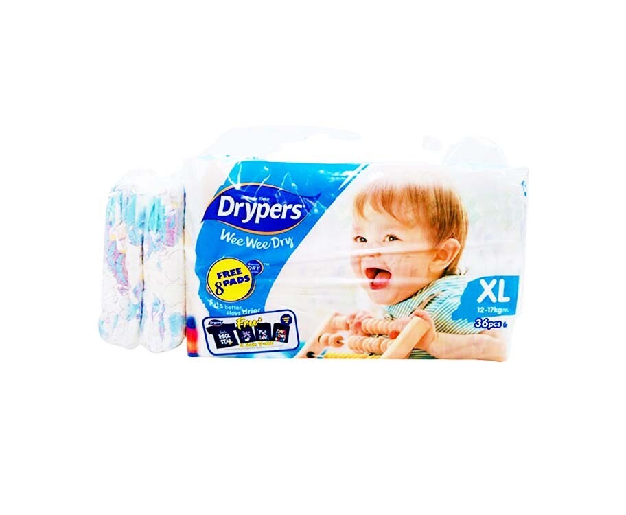 Drypers Wee Wee Dry XL 36 diapers + 8 diapers free