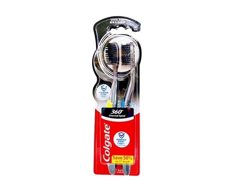 Colgate 360° Charcoal Spiral Ultra Soft Toothbrush 2 Pieces