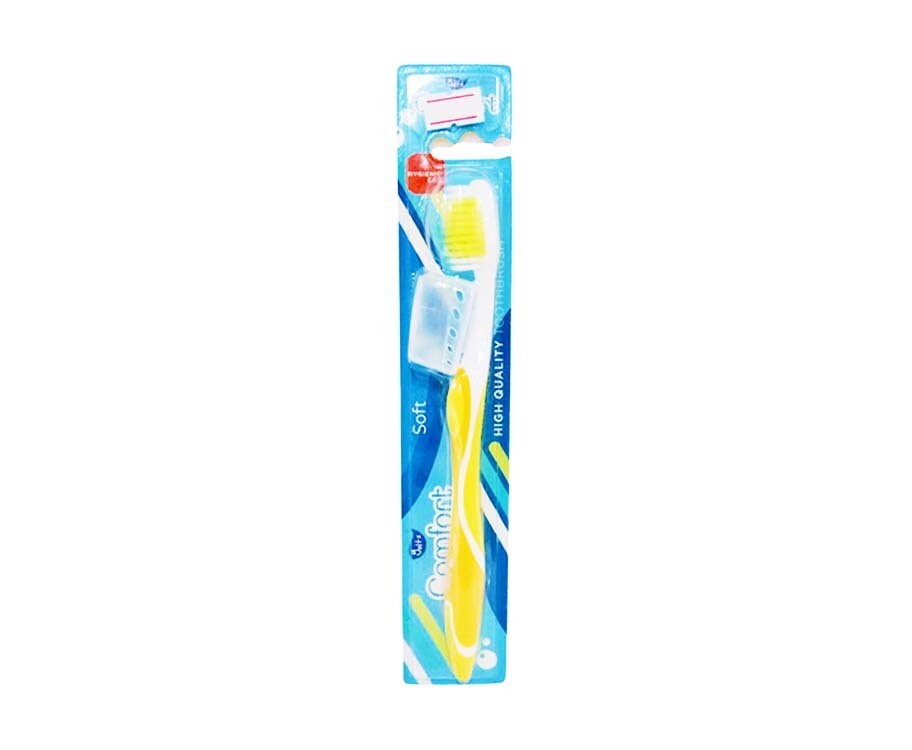 Yoltz Comfort Soft Medium Toothbrush with Hygienic Cap Yellow 1 Piece
