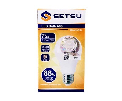 Setsu LED Bulb A60 7W 12W 60W 550lm Warm White