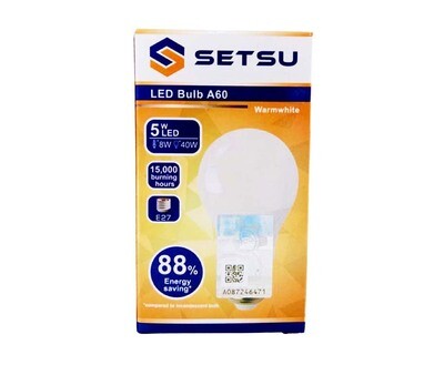 Setsu LED Bulb A60 5W LED 8W 40W 400lm Warm White