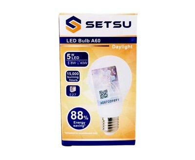 Setsu LED Bulb A60 5W LED 8W 40W 450lm Daylight