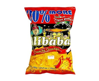 Alibaba Crunchy Corn Chips Hot and Spicy Flavor 120g