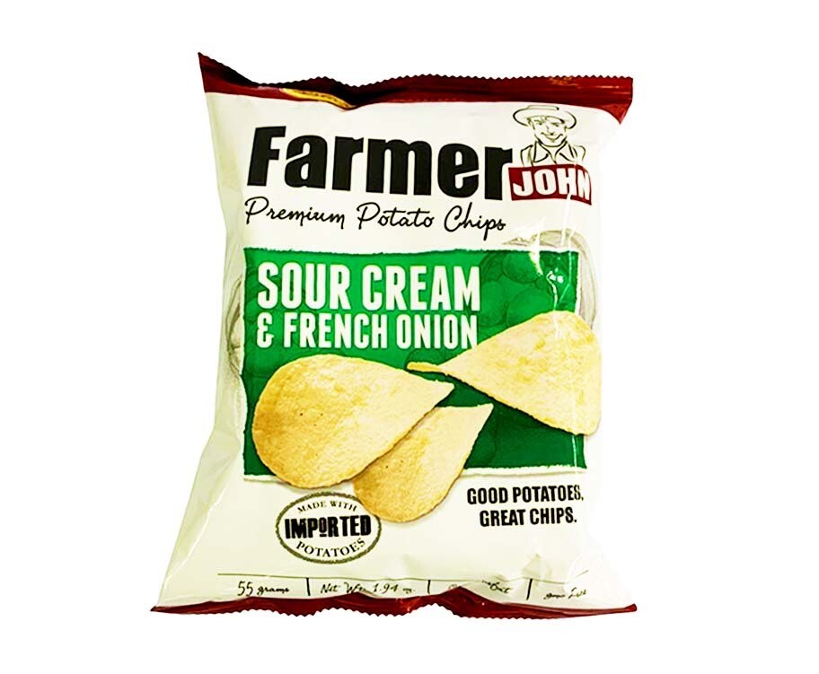 Leslie's Farmer John Premium Potato Chips Sour Cream & French Onion 55g