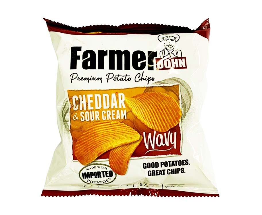 Leslie's Farmer John Premium Potato Chips Cheddar & Sour Cream Wavy 22g