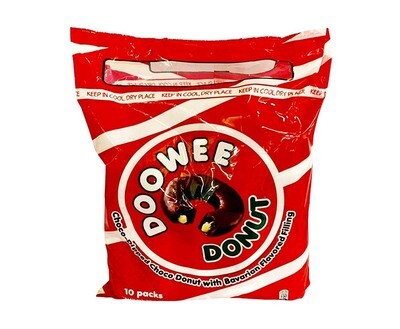 Doowee Donut Choco-Dipped Choco Donut with Bavarian Flavored Filling (10 Packs x 42g) 420g