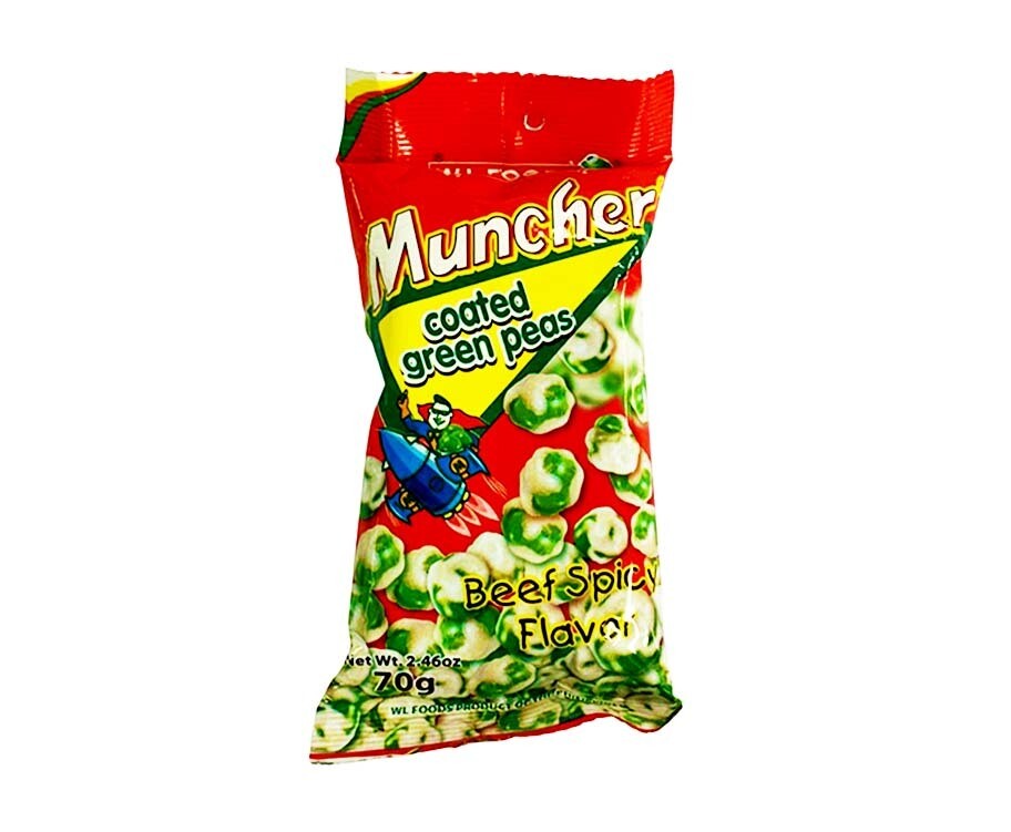 W.L. Foods Muncher Coated Green Peas Beef Spicy Flavor 70g