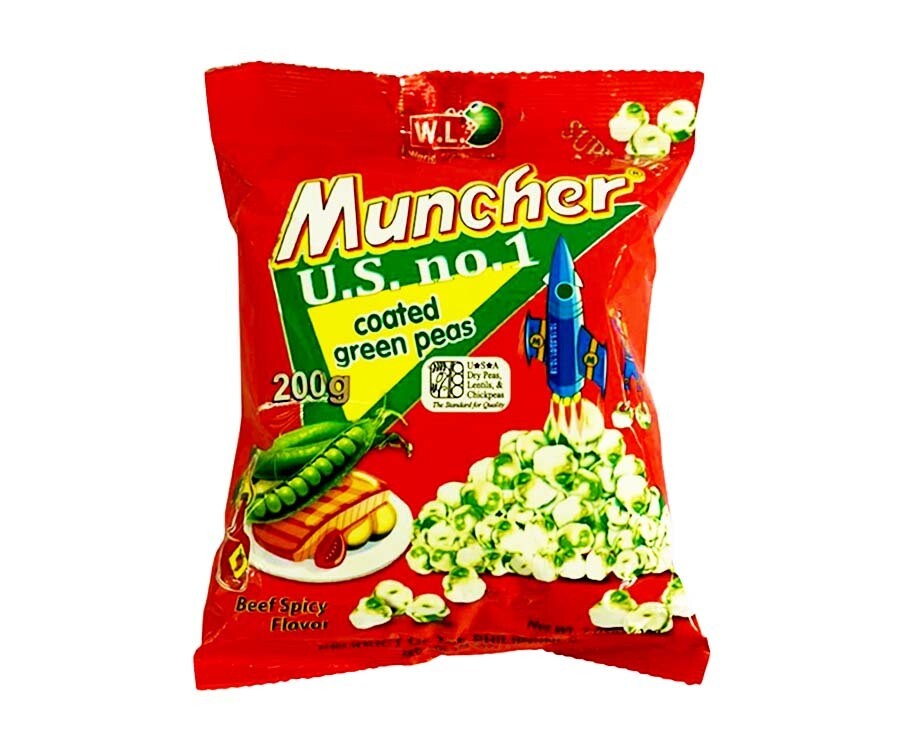 W.L. Foods Muncher Coated Green Peas Beef Spicy Flavor 200g