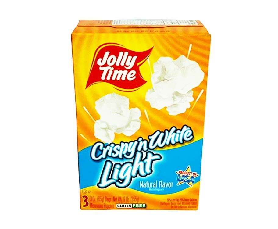 Jolly Time Crispy &#39;n White Light Natural Flavor White Popcorn Microwave Popcorn Gluten Free 3 Bags 255g