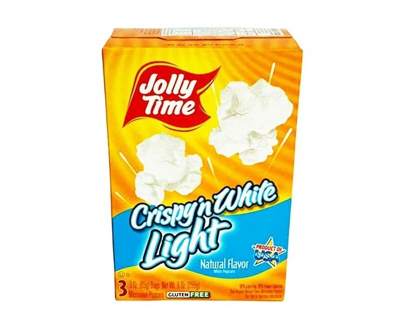 Jolly Time Crispy &#39;n White Light Natural Flavor White Popcorn Microwave Popcorn Gluten Free 3 Bags 255g