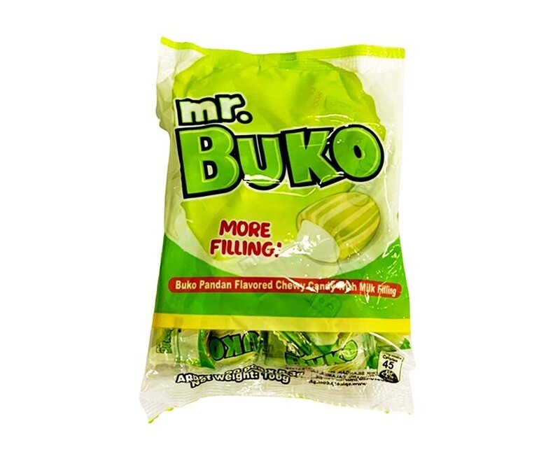 Mr. Buko Buko Pandan Flavored Chewy Candy with Milk Filling (Approx. 20 Pieces x 5.3g) 106g