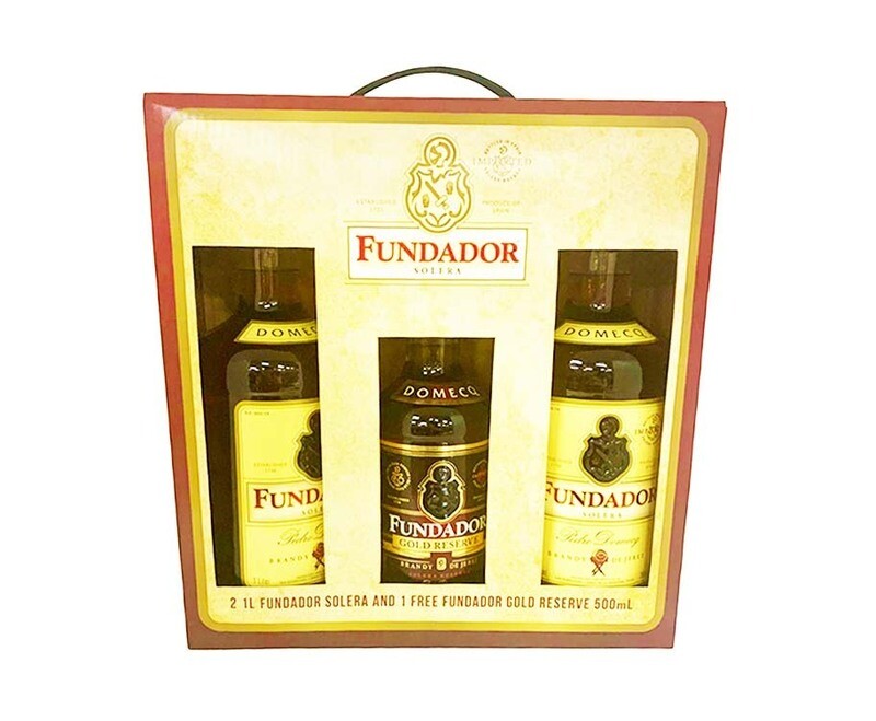 Domecq Fundador Solera Brandy (2 Packs x 1L) + Free Fundador Gold Reserve Brandy 500mL