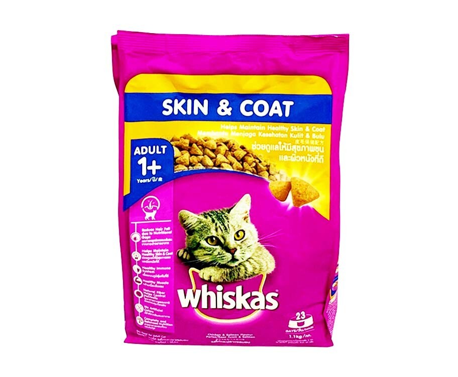 Whiskas Skin &amp; Coat Chicken &amp; Salmon Flavour Adult 1+ Years 1.1kg